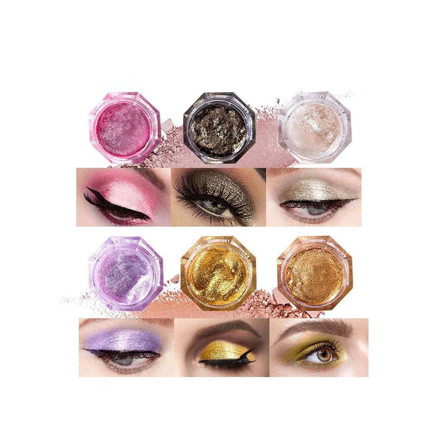 ZITIANY 1PC Monochrome Eye Shadow, Waterproof Metal 24Hr Cream Gel Eye Shadow, Glitter Eye Shadows Sequins Shimmer Pigment Eye Shadow