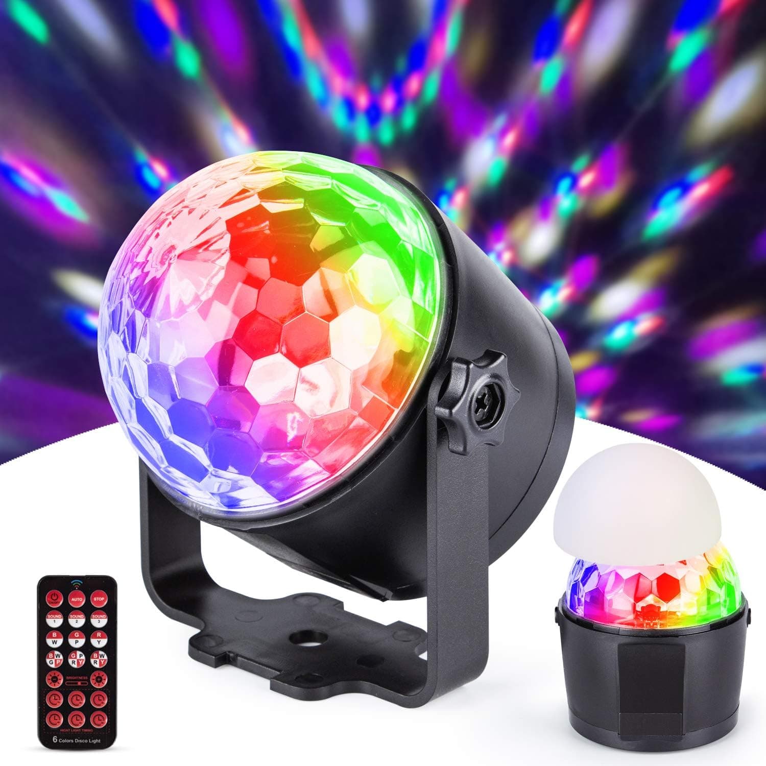 RIMICAB Disco Ball Party Lights LED Stage Lights Sound Activated Rotating Light for Party Car Kids Dance Karaoke Dj Show Club Bar Pub