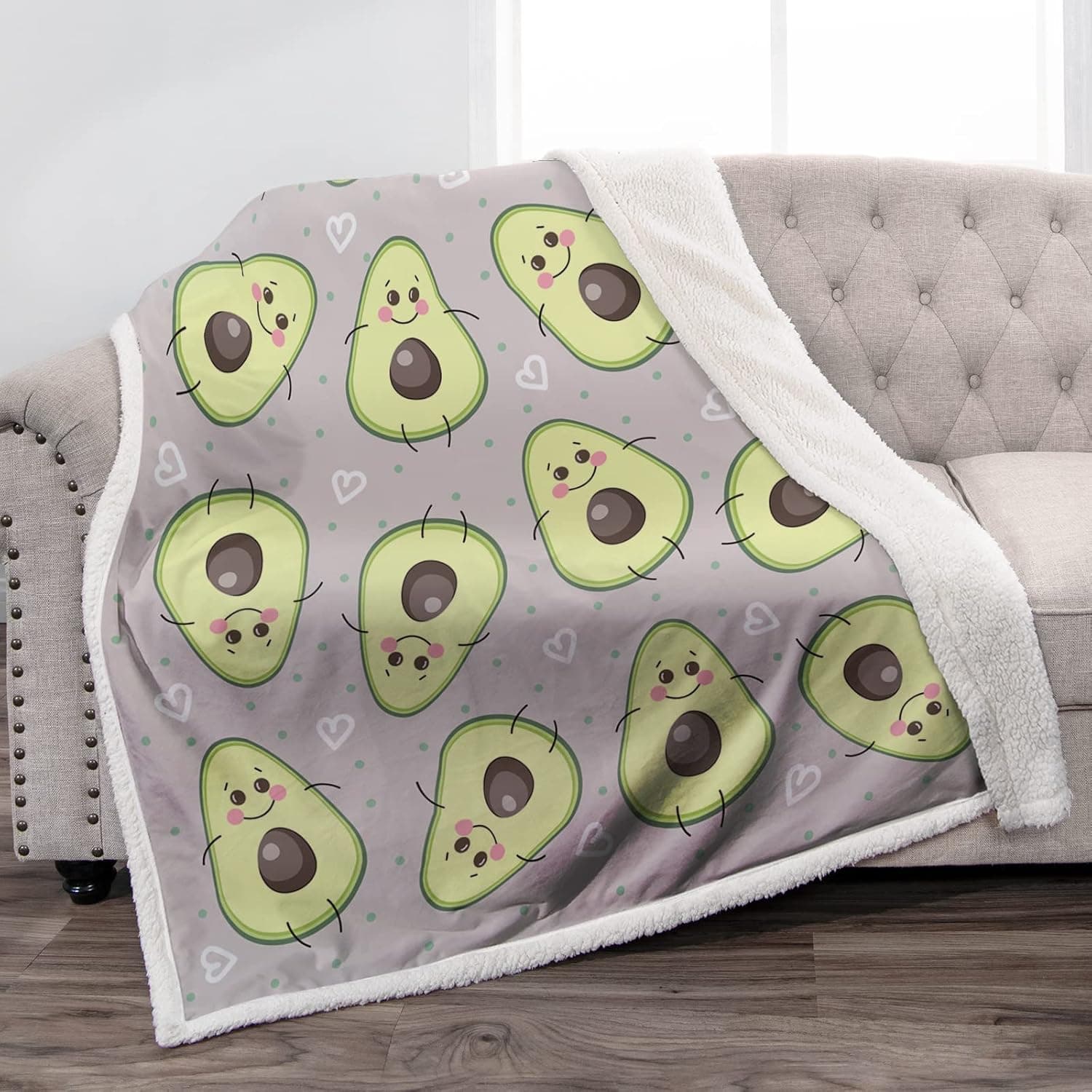 Jekeno Blanket Avocado Gifts for Girls - Cute Avocados Plush Sherpa Throw Bed Sofa Bedroom Couch Decor Soft Cozy Fruit Blankets for Women Kids Boy Friends Christmas Birthday Gift 50"X60"