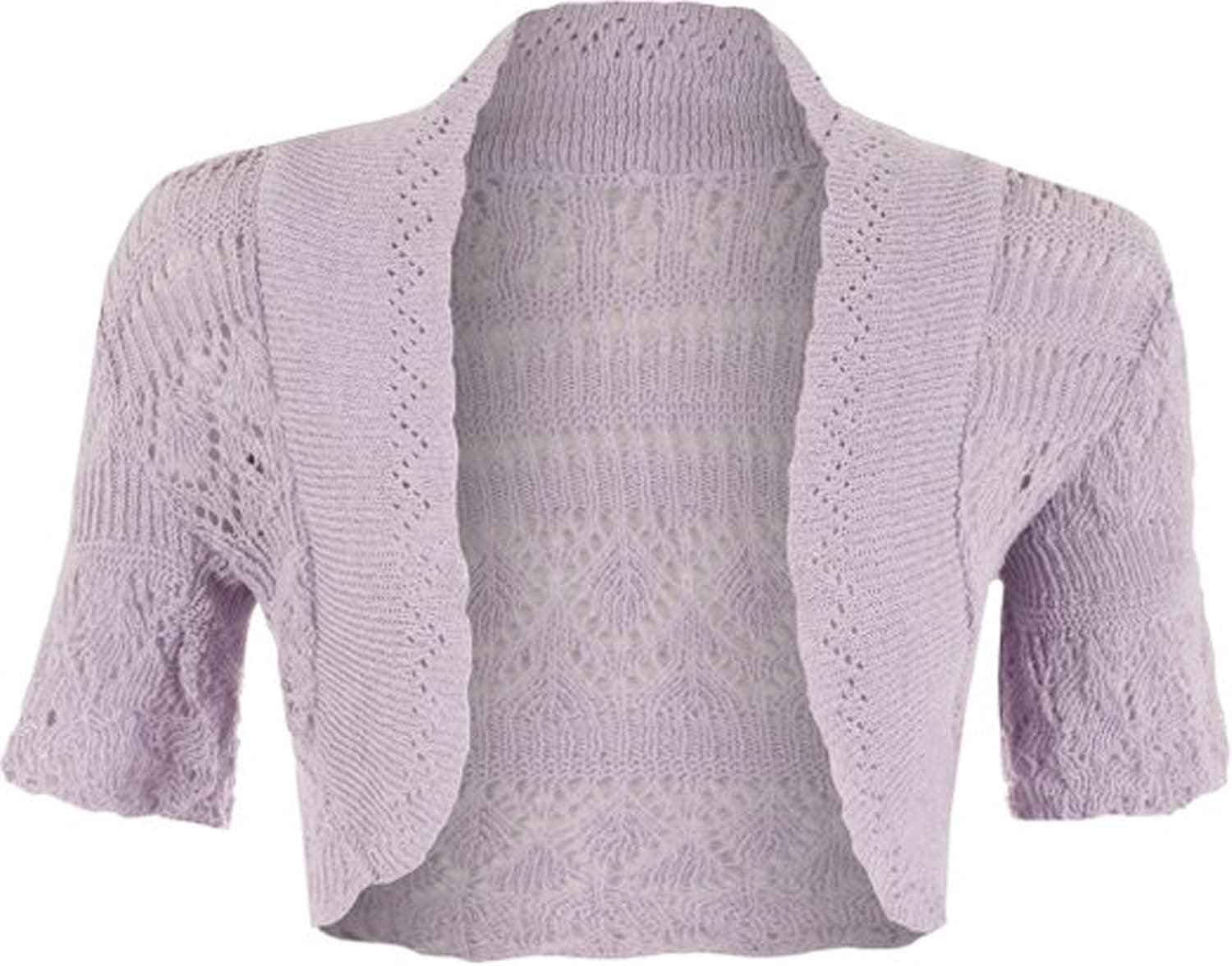 FashionMark Girls Kids Crochet Knitted Bolero Shrug Top Lilac