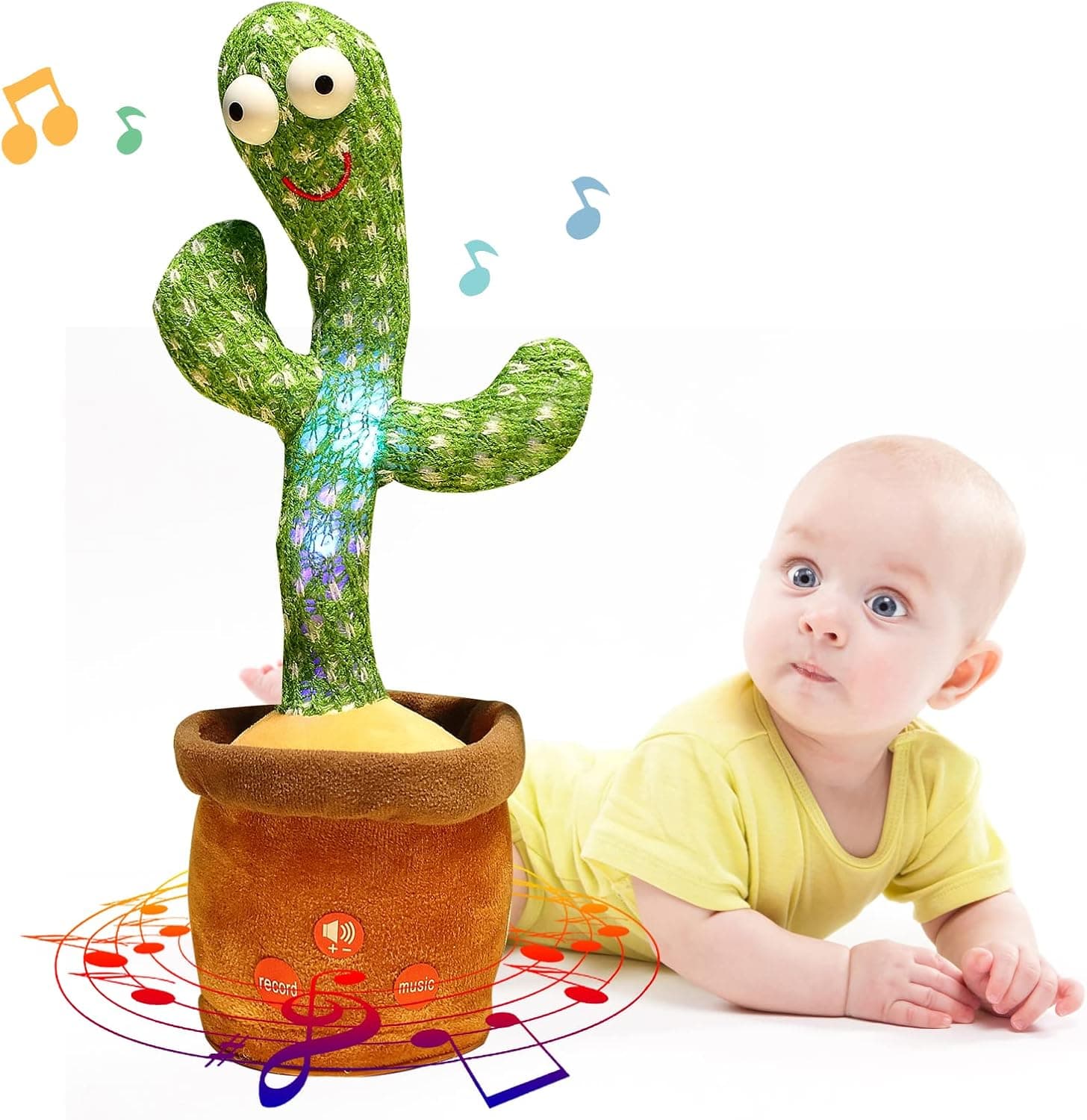 Emoin Dancing Cactus Toy, Talking Cactus Toys, Cactus Baby Toy Repeats What You Say, Singing Cactus Toy, Mimicking Cactus Education Toys for Colorful Glowing (Dancing Cactus)