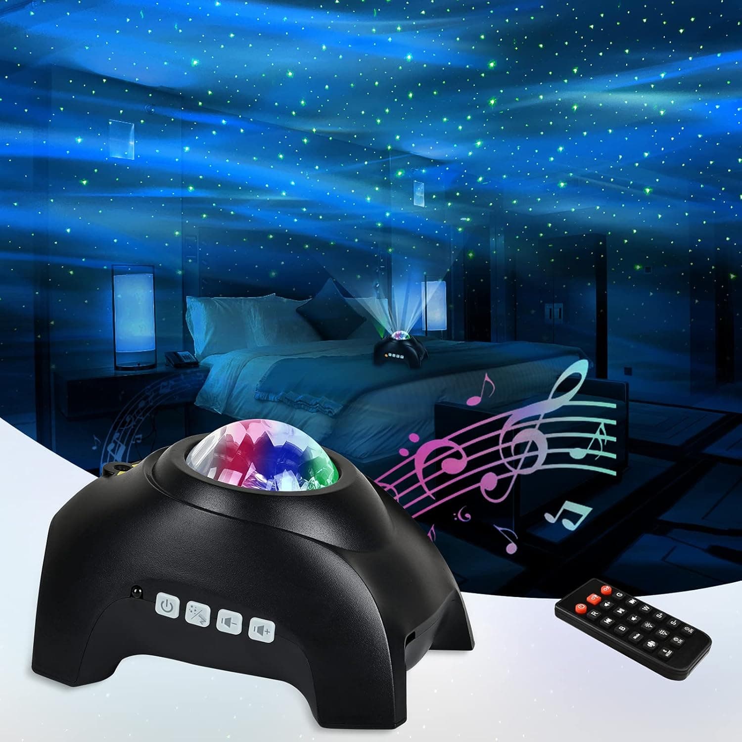 Northern Lights Aurora Projector, Star Projector Bluetooth Music Speaker, White Noise Night Light Galaxy Projector for Kids Adults , for Gaming Room, Home Theater, Bedroom Night Light