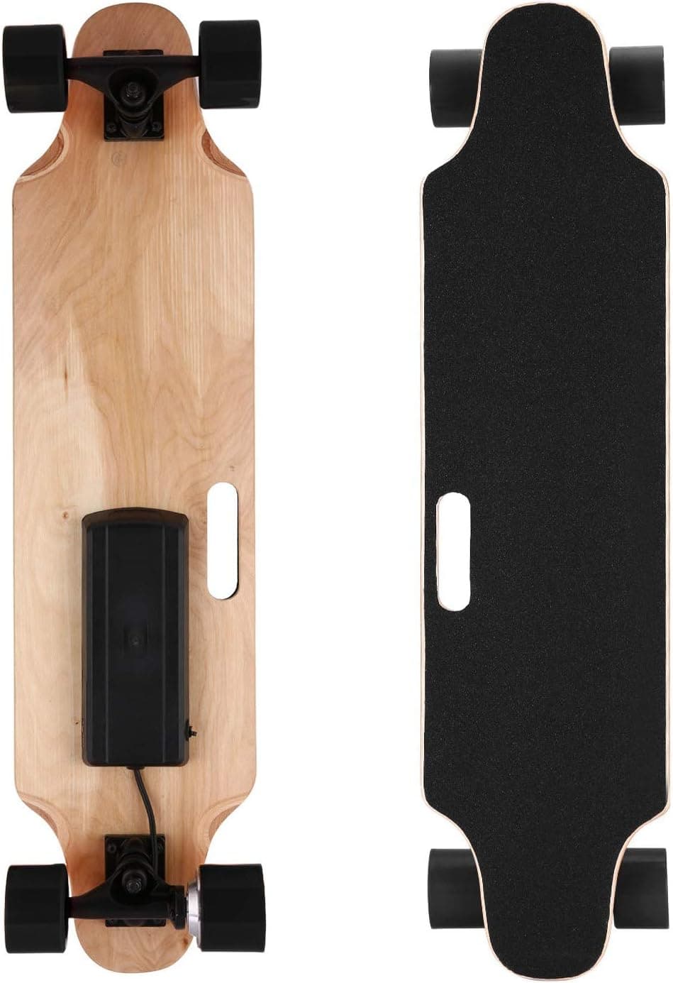 Electric Skateboard Youth Electric Longboard with Wireless Remote Control, 7 Layers Maple Longboard, 12 MPH Top Speed, 10 Miles Range(US Stock) (Dark Black)