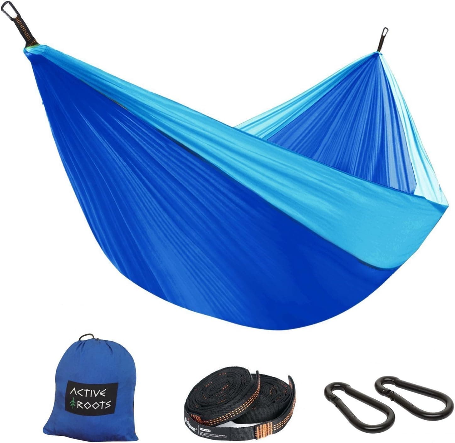 Active Roots Double Camping Hammock with Tree Straps - Portable Hammock, Parachute Nylon Lightweight Hammock for Backpacking, Travel, Indoor, Outdoor