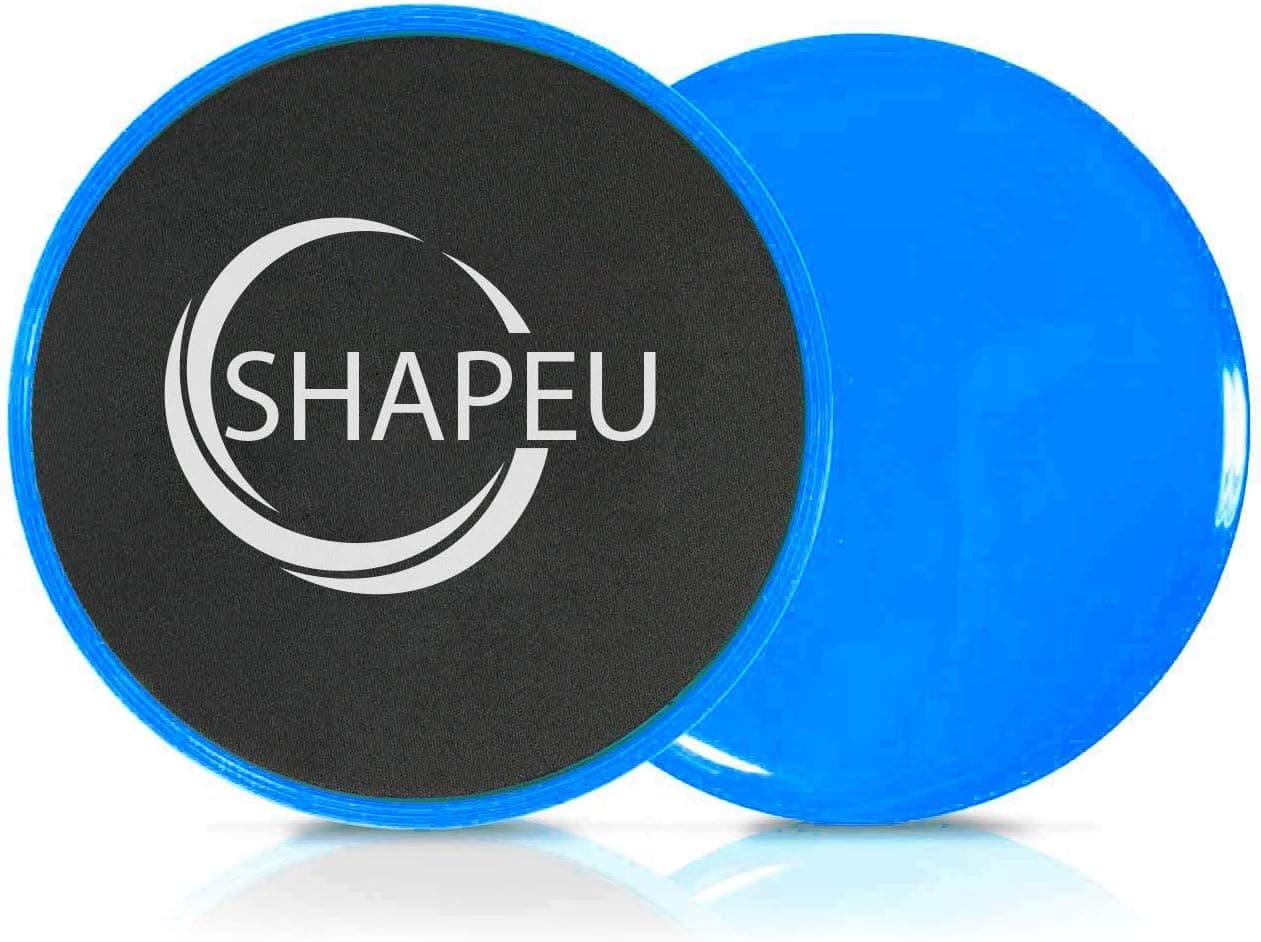 SHAPEU Glide Discs - Dual Sided Core Gliders for Carpet or Hardwood Floors. Abdominal Exercise Equipment with Training Guide Plus Bonus Digital Workouts