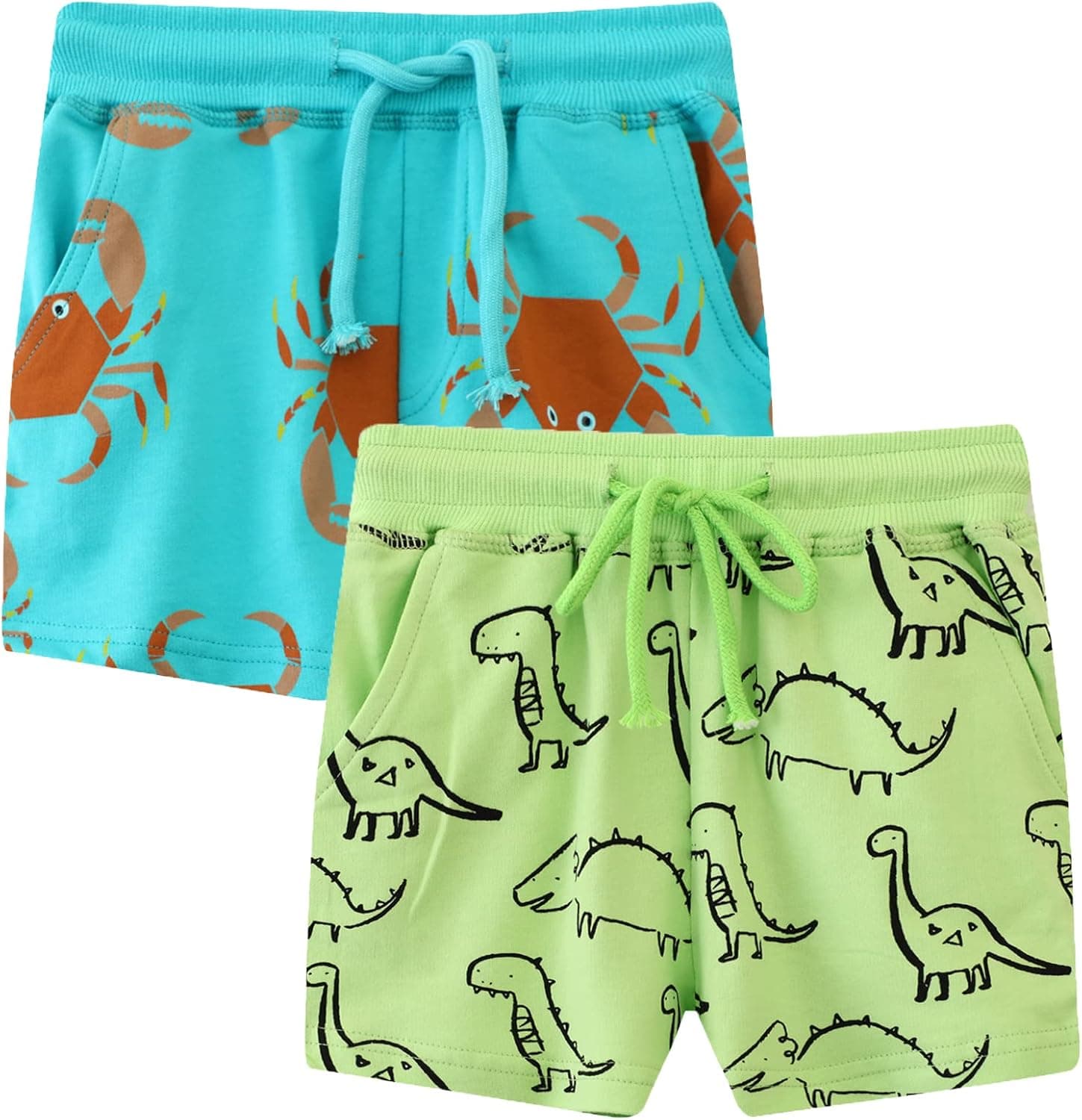 Toddler Shorts Summer Cotton Casual Drawstring Adjust Knit Active Bike Short Pants Clothes 2PC Sets