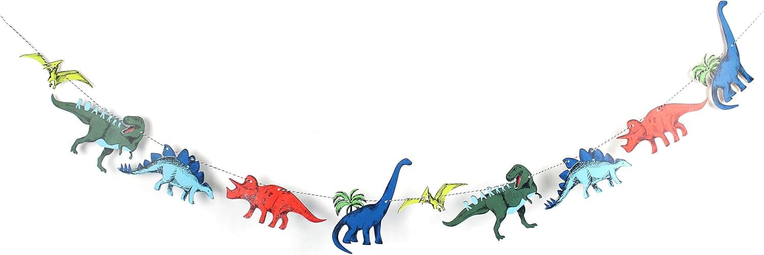 Dinosaur Party - Garland | T-rex Wall Decoration | Dinosaur Party Supply | Colorful Dinosaur Bunting