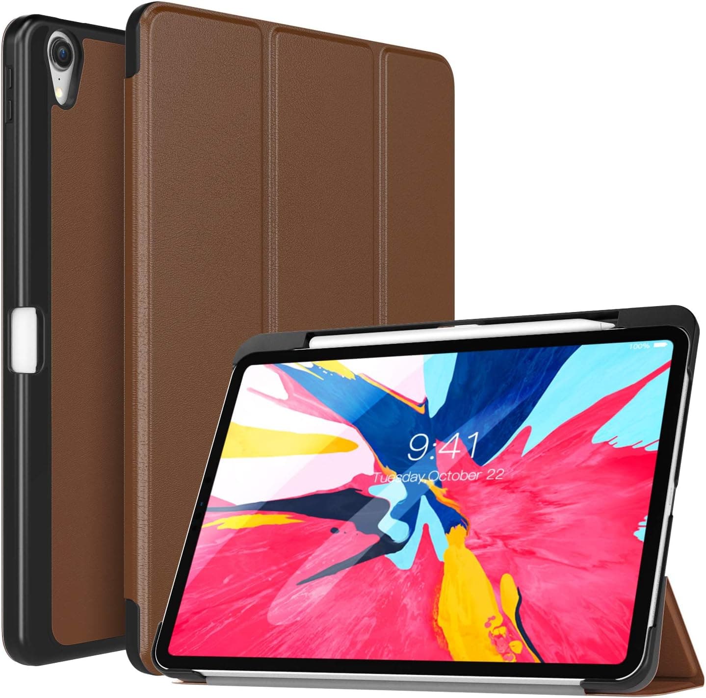 TiMOVO Cover Compatible for iPad Pro 12.9" 2018 Case, Smart Case Translucent Frosted Back Protector with Side Opening for Pencil Magnet with Auto Wake/Sleep Fit iPad Pro 12.9 2018(3rd Gen) - Brown
