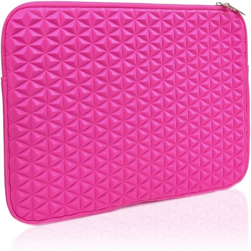 Unik Case Hot Pink Diamond Foam Splash & Shock Resistant Neoprene Universal Sleeve Zipper Case Bag for All 13" 13-Inch Laptop Notebook / Macbook Unibody / Ultrabook / Chromebook