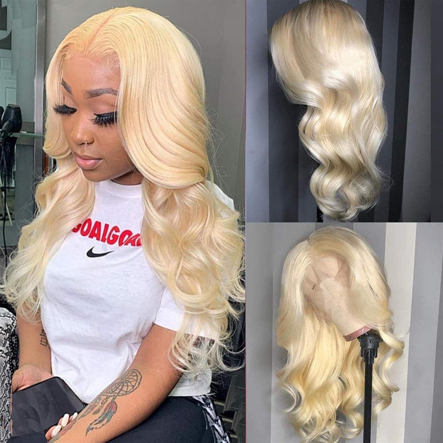 613 Blonde Human Hair Wigs Blonde 13x1 Lace Front Wig Human Hair Pre Plucked With Baby Hair Honey Blonde Brazilian Body Wave Human Hair Wigs for Women Transparent Lace Middle Part Wig (30 inch, 13x1 Body)