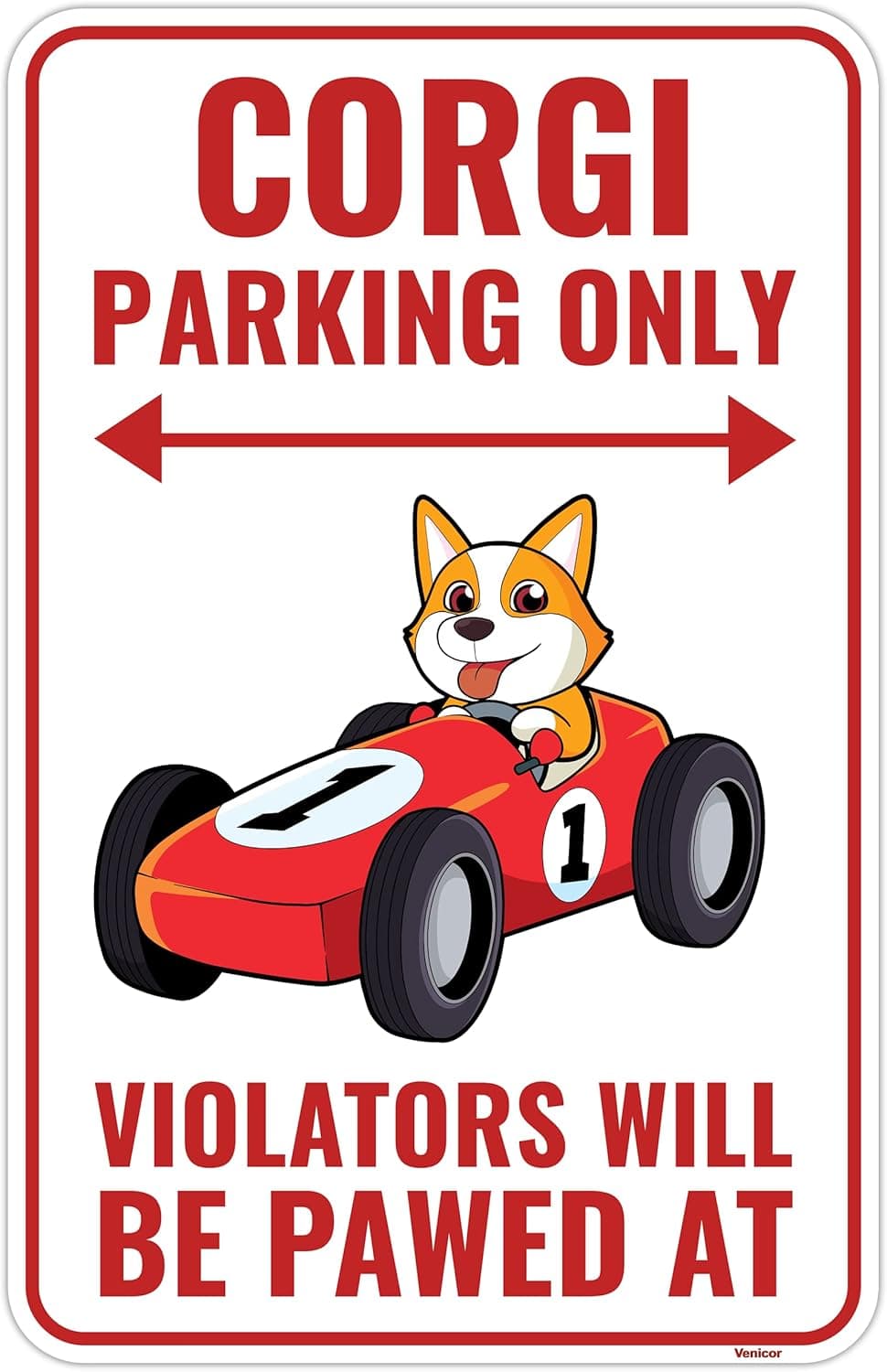 Venicor Corgi Sign Decor - 9 x 14 Inches - Aluminum - Corgi Gifts for Corgi Lovers Women - Corgi Stickers Poster Accessories Stuff