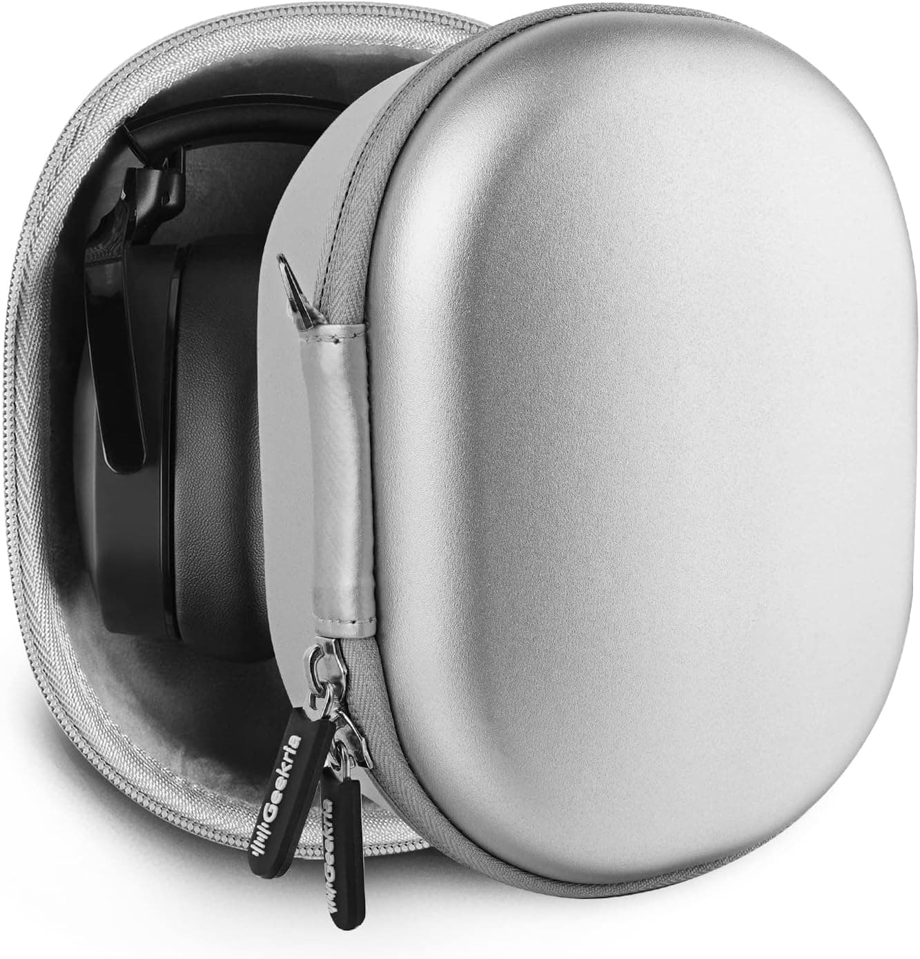 Geekria PRO Headphones Case Compatible with Skullcandy Crusher ANC, Crusher EVO, Hesh 3 Crusher 360 Case, Replacement Hard Shell Travel Carrying Bag with Cable Storage (Silver)