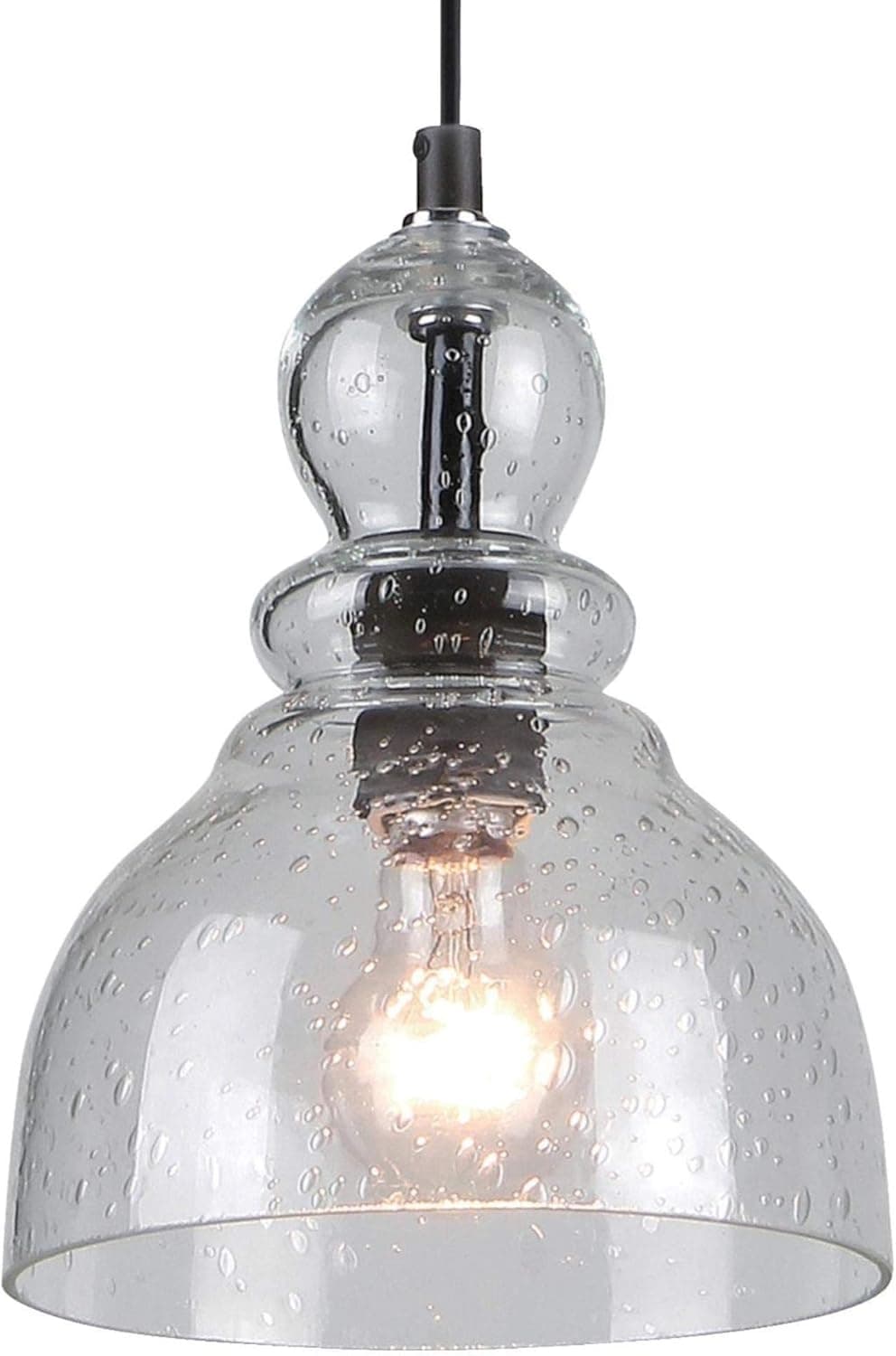Westinghouse 6100800 Industrial One-Light Adjustable Mini Pendant with Handblown Clear Seeded Glass, Brushed Nickel Finish-2 Pack, Shade, Oil-Rubbed Bronze