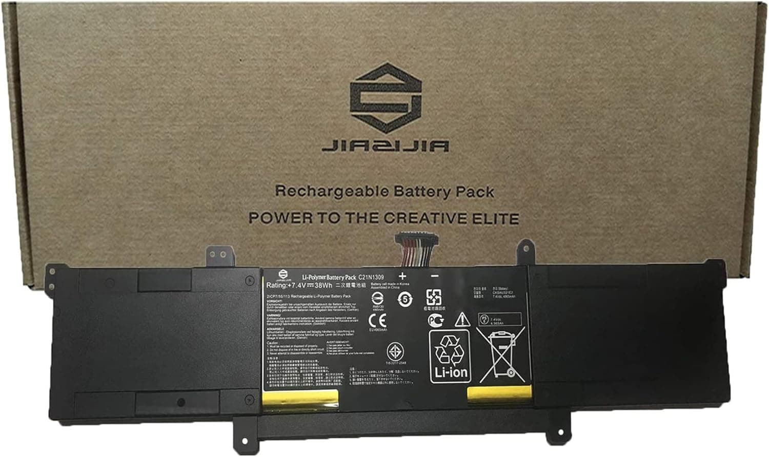 JIAZIJIA C21N1309 Laptop Battery Compatible with Asus VivoBook S301LA S301LP Q301L Series Notebook S30PQ21 C21PQ2H 0B200-00580000M 0B200-00580100M Black 7.4V 38Wh 4965mAh