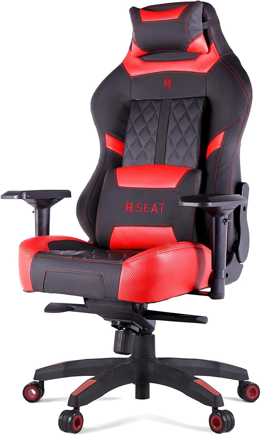 N Seat Pro 600 Series Executive Racing Design Computer Gaming Office Swivel Chair with Lumbar Support and Headrest Pillow Included, Red