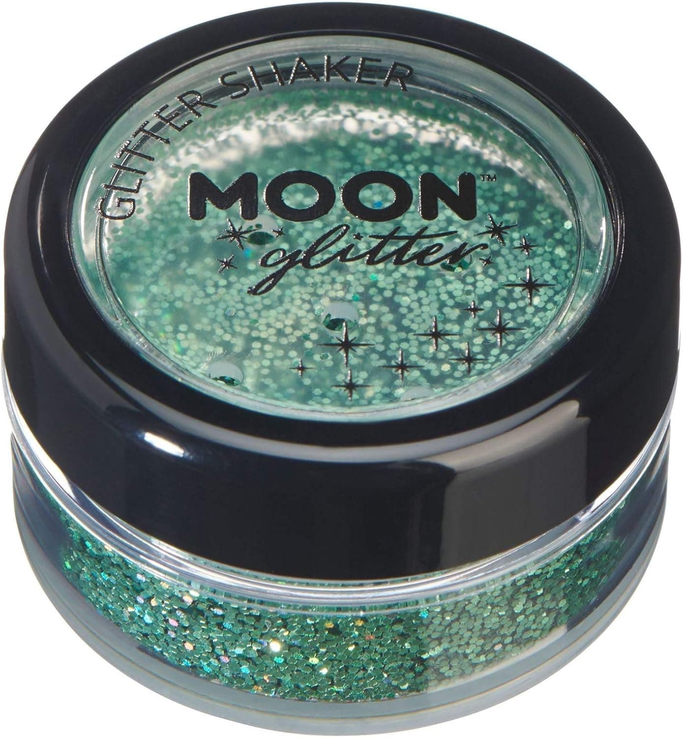 Moon Glitter Holographic Glitter Shakers 100% Cosmetic Glitter for Face, Body, Nails, Hair and Lips - 0.17oz - Green