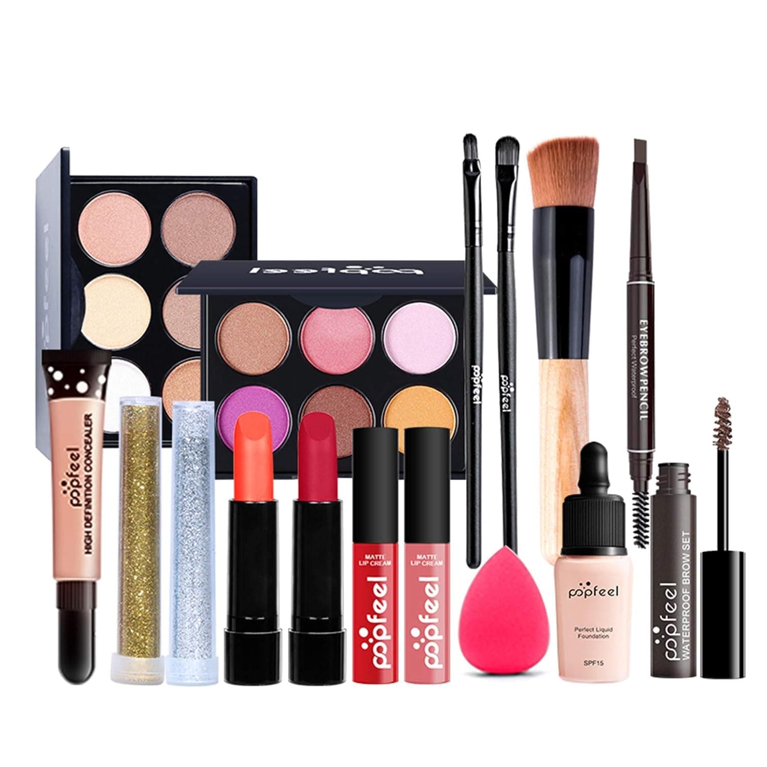 All-In-One Makeup Kit, 16 Pcs Complete Makeup Gift Set Full Kit Combination with Eyeshadow Blush Lipstick Concealer etc, Essential Starter Bundle for Women, Pro Multi-purpose Beauty Cosmetic Set#1