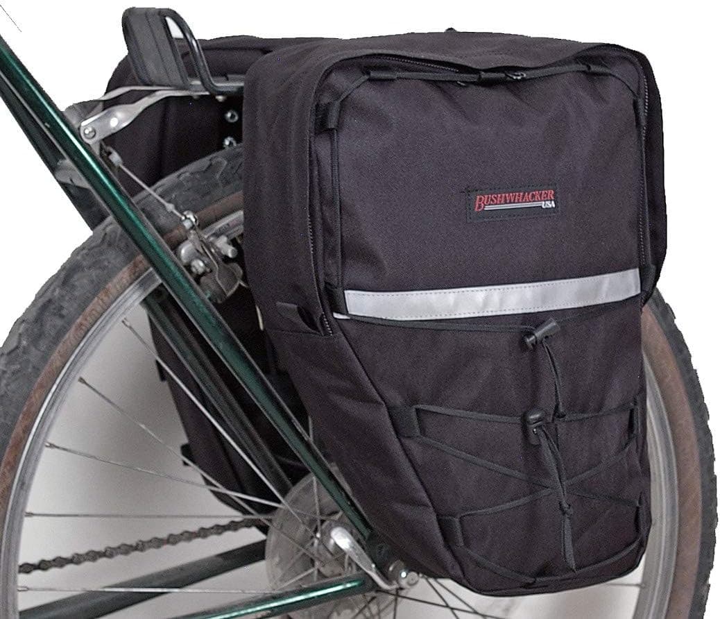 Bushwhacker Moab Black - Bicycle Rear / Front Pannier w/ Reflective Sold as Pair Trim Cycling Rack Pack Bike Bag Frame Accessories Grocery