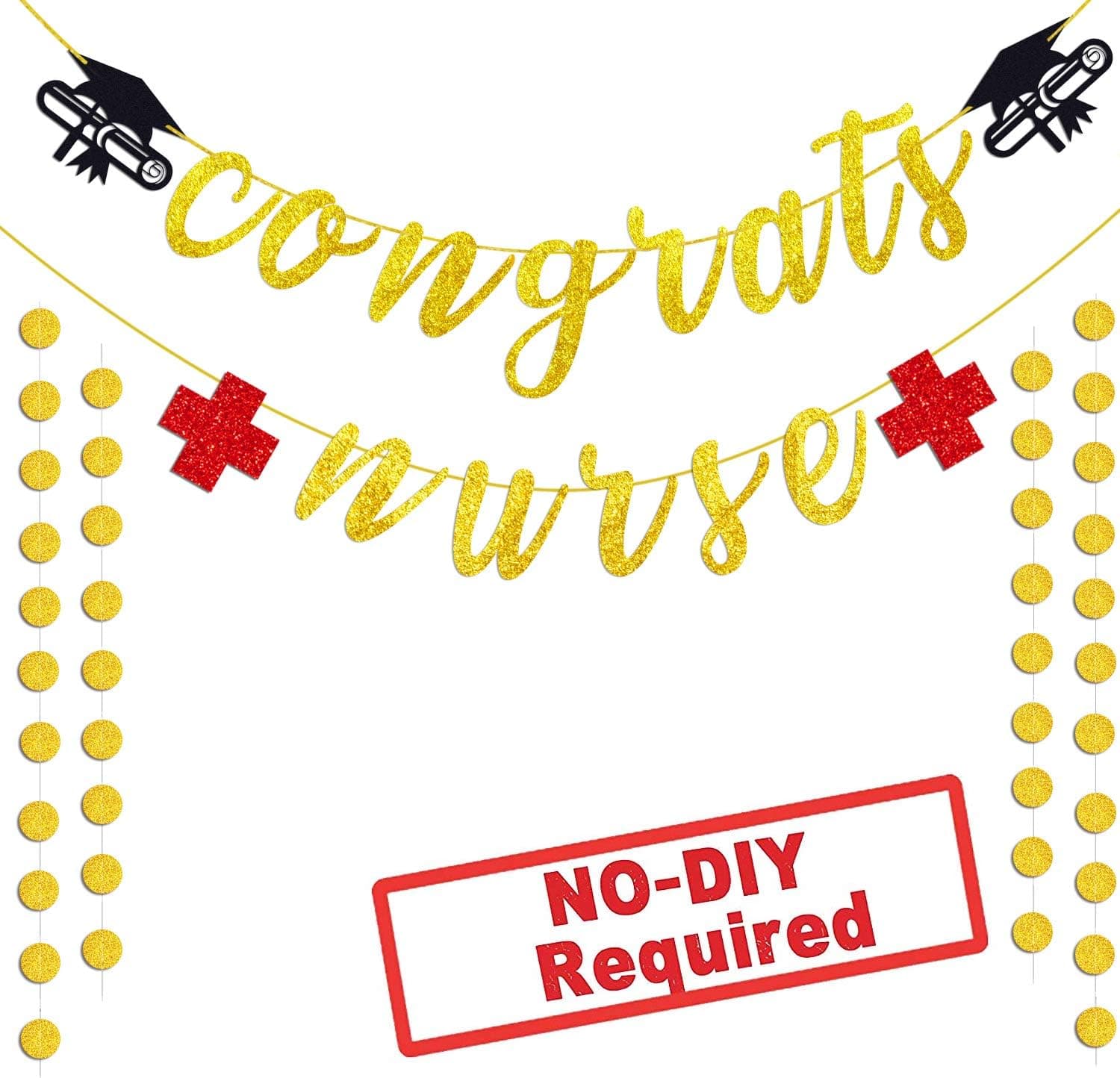 TMCCE Congrats Nurse Banner Nurse Graduation Party Decorations Gold Red Glitter Graduation Medical School Hospital Party Supplies