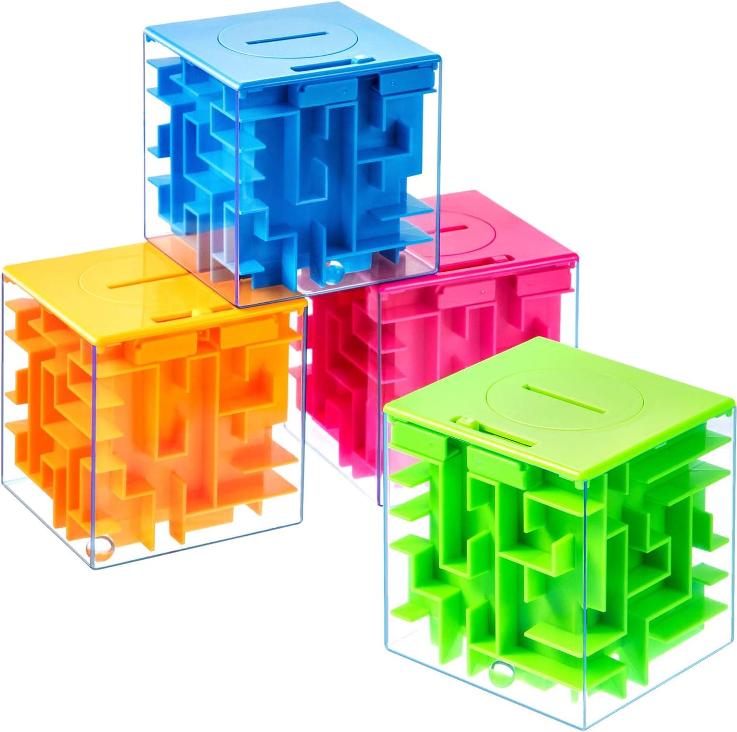 4 Pcs Plus Size 3.54 Inch Money Maze Puzzle Box Large Money Holder Maze Puzzle Gift Box, Cash Holder Puzzle Box for Adults Tickets Money Box for Cash Gift Christmas Birthday Graduation and Holidays