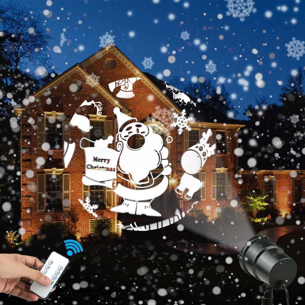 Christmas LED Light Projector, 3D Roating Waterproof Landscape Projector Lamp with Remote Control, Indoor Outdoor Moving Stage Spotlight Decoration Projector