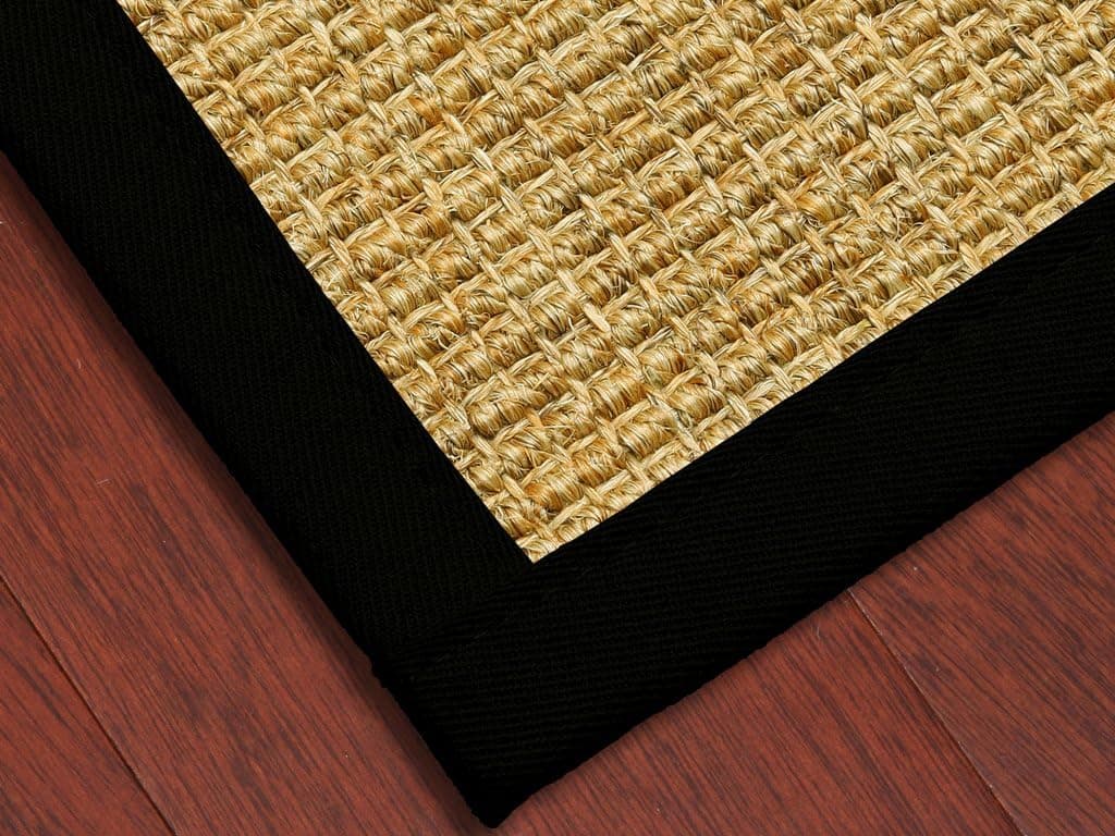 "Studio" Sisal Carpet Stair Treads 9" x 29", Black Cotton Binding (Set of 4)
