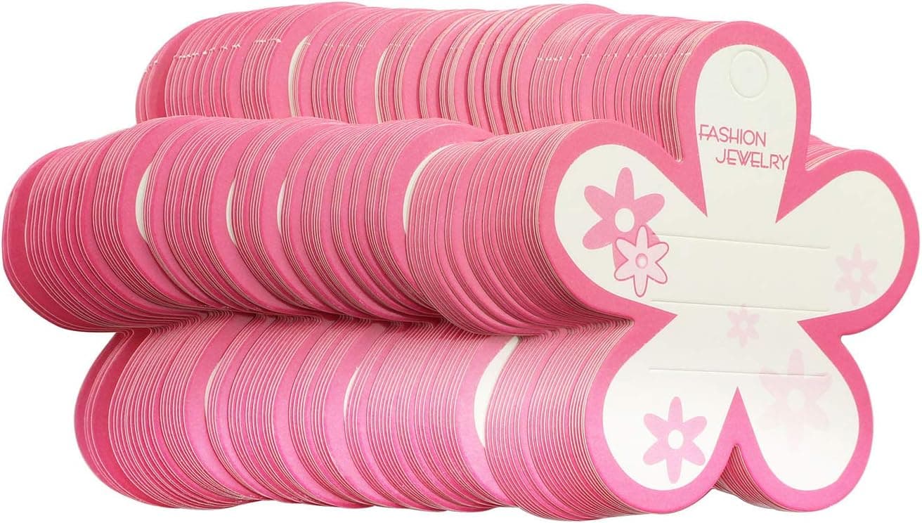 Tegg Pink Hair Bow 100PCS 7.5cm Pink Plum Blossom Shape Paper Hair Clip HairBow Hairpin Display Card