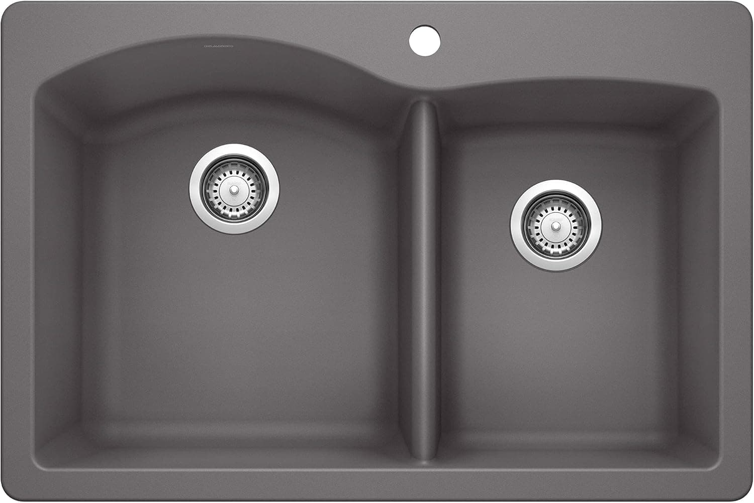 BLANCO 441465 Diamond Silgranit 60/40 Double Bowl Undermount or Drop Kitchen Sink, 9.50 x 21.25 x 32.25 inches, Cinder