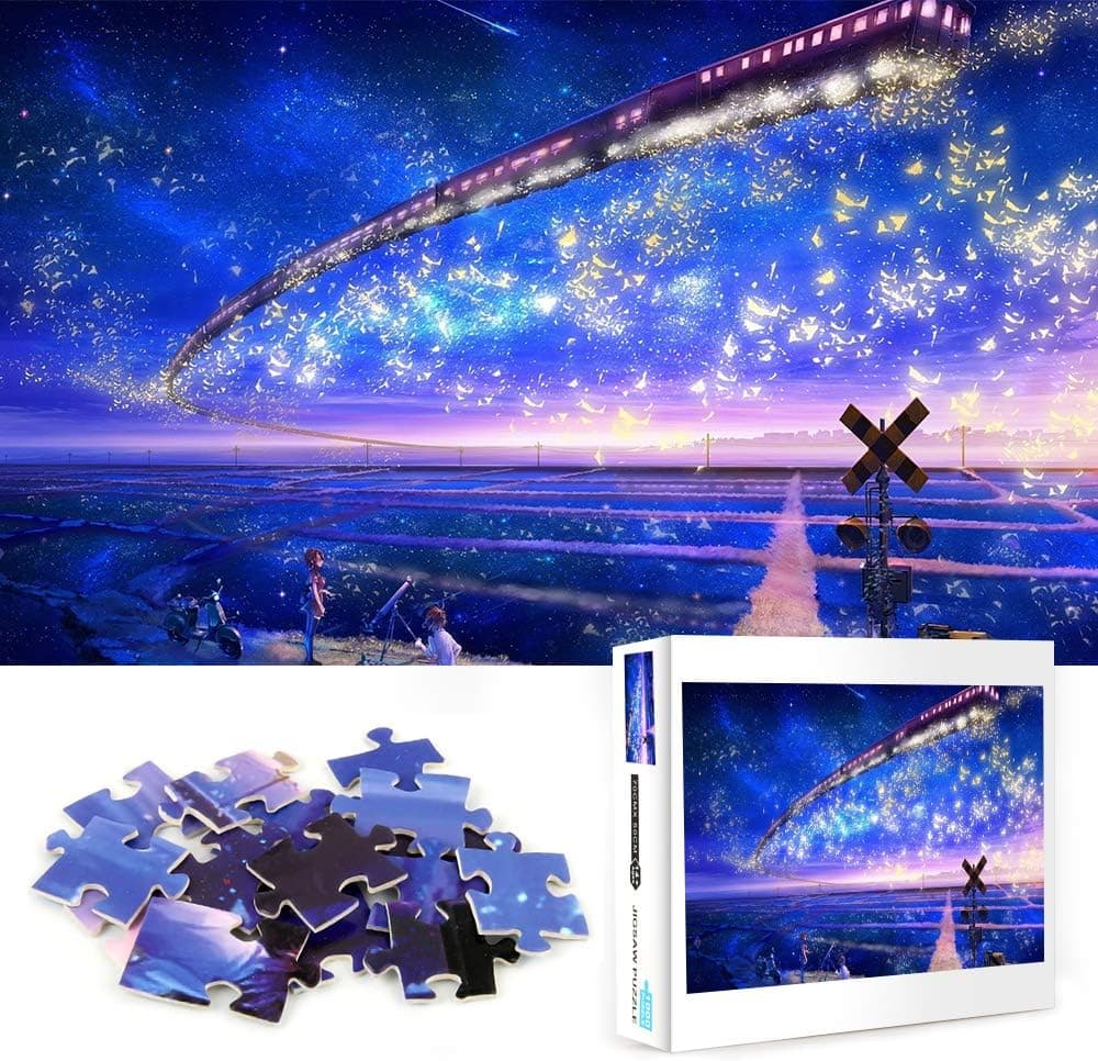 Supzone Jigsaw Puzzles 1000 Piece Puzzles for Adults Kids Teens Starlight Night Jigsaw Puzzle Star Train Puzzle Large Artwork Puzzles Gift Game Toys