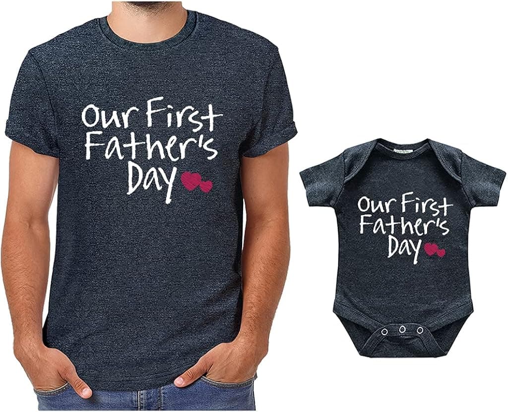 Our First Fathers Day Father Son Matching Shirts Father Daughter Gift for Father's