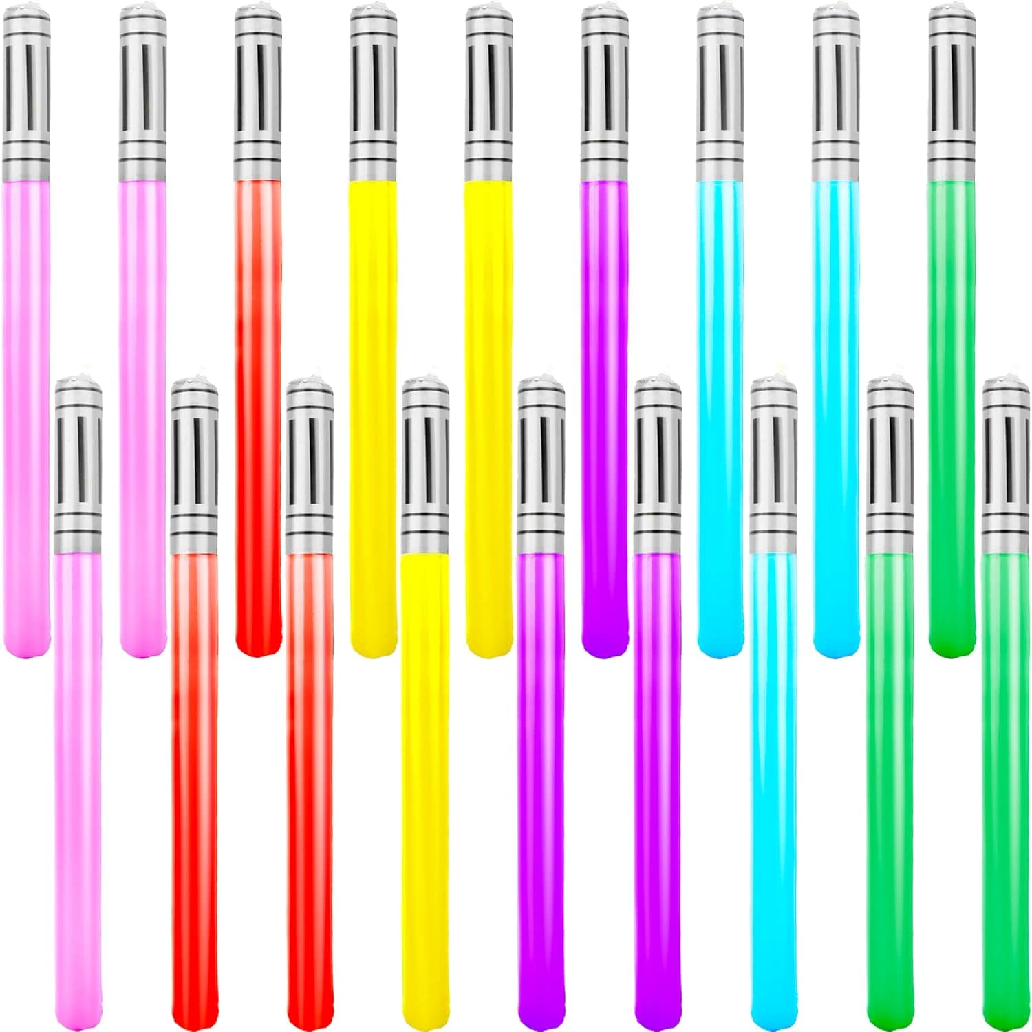 Cotiny 18 Pieces Inflatable Light Saber Sword Costume Toys Lightsaber Toys for Kids Baby Star Theme Birthday Party Favors(6 Colors)