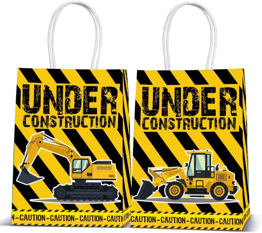 12 PCS Construction Birthday Party Goody Bags for Construction Party Decorations Supplies