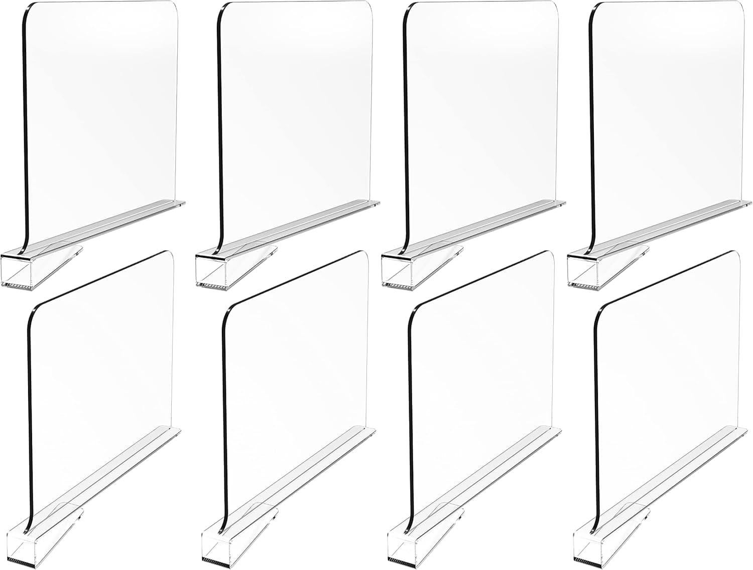 BTSD-home 8 Pack Acrylic Shelf Dividers for Closet Organization Clear Shelf Dividers for Wood Shelves in Bedroom, Kitchen and Office