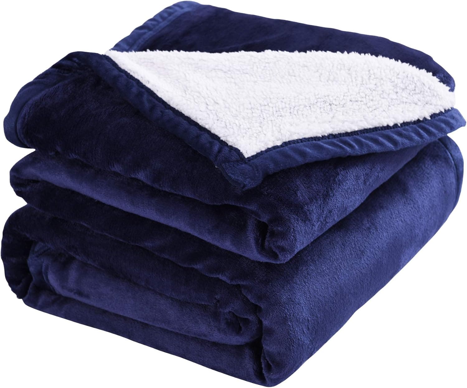 MarCielo Sherpa Blanket Throw Blankets Bed Blankets, Sherpa Fleece Throw Blanket Super Soft Warm Blanket Velvet Plush, King Size, Navy Blue