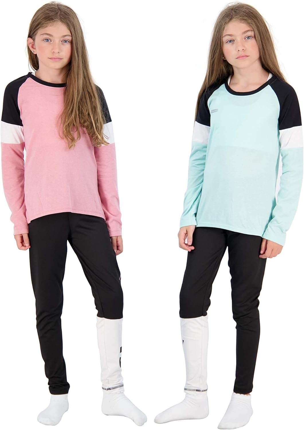 Hind 4-Piece Girls Athletic Leggings and Long Sleeve Workout Hoodie Tops Set, Fashion Active Clothes for Girls