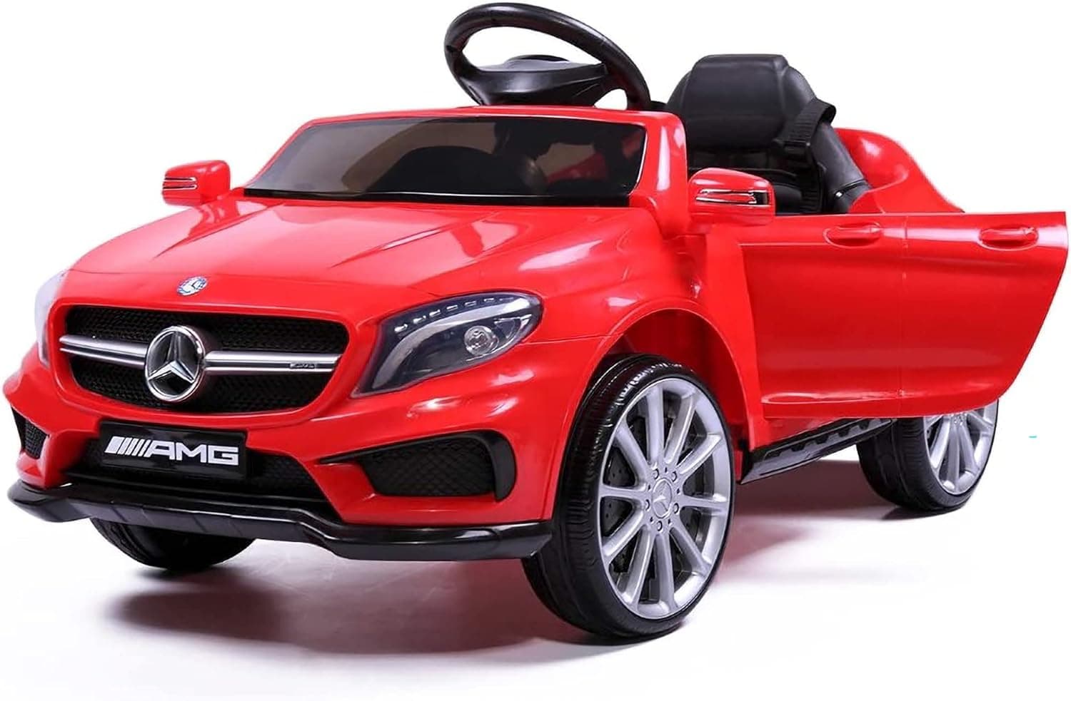 TOBBI Licensed Mercedes Benz Car for Kids,Ride on Cars with 2.4G Remote Control,Double Doors, 5 Point Safety Belt,LED Lights,Red