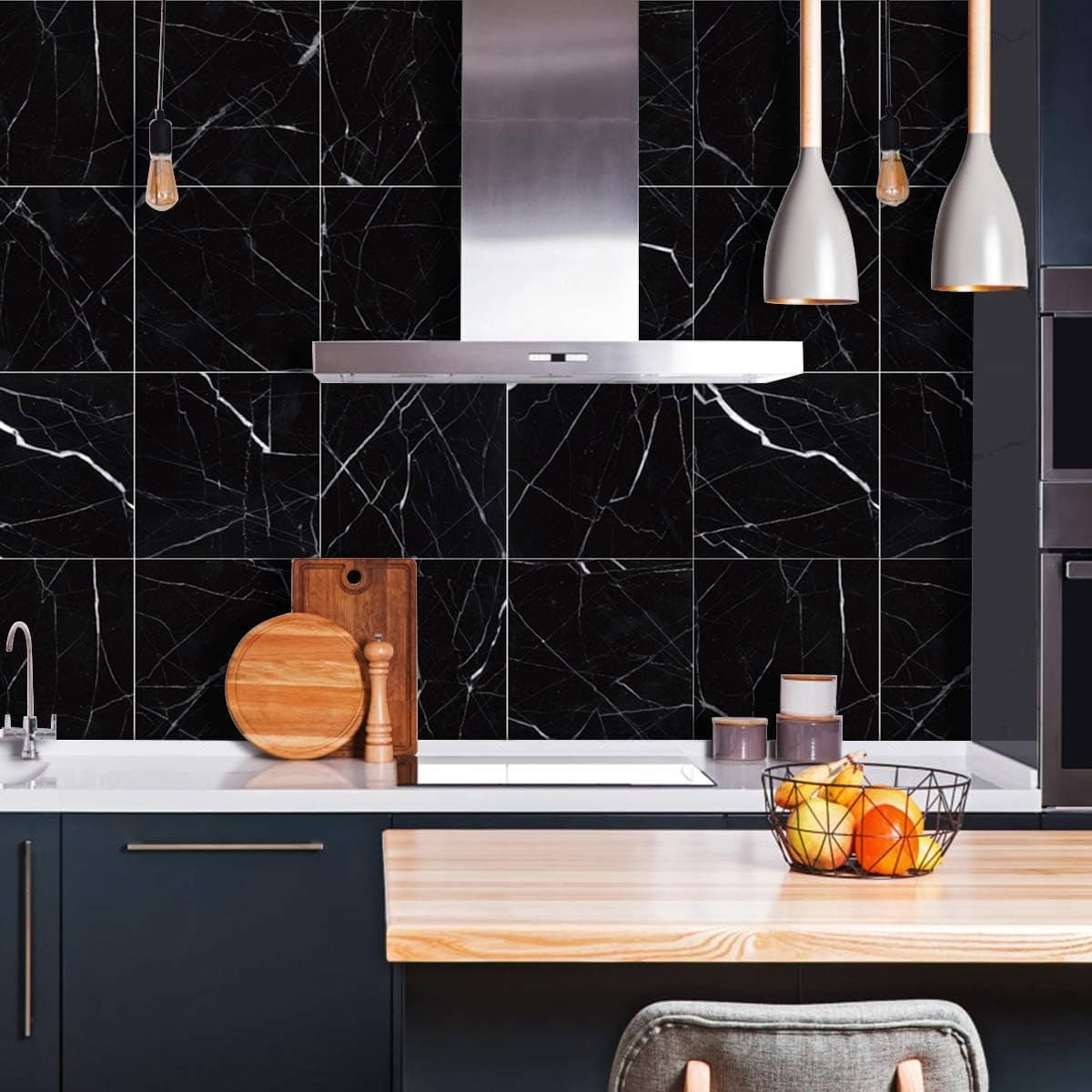 Peel and Stick Backsplash, 10-Sheet 12" x 12" Marble Wallpaper Granite Paper Self Adhesive Decorative Wallpaper
