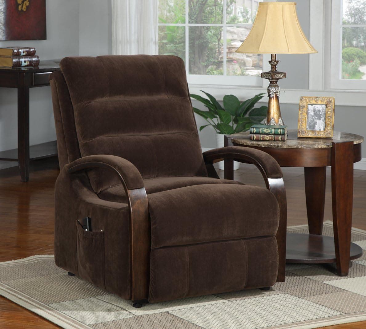 At Home Designs Scottsdale Contemporary Power Lift Recliner, Java Suede