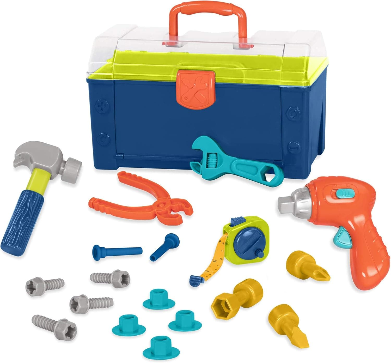 Battat – Battat Busy Builder Tool Box – Durable Kids Tool Set – Pretend Play Construction Tool Kit for Kids 3 years+ (20-Pcs)