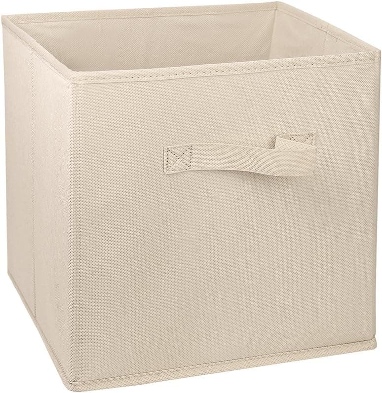 Hangorize® Collapsible Fabric Cubicle Storage Bin, Classic Beige, 1 Pack. Set Includes 1 Foldable Storage Cube Basket Bin