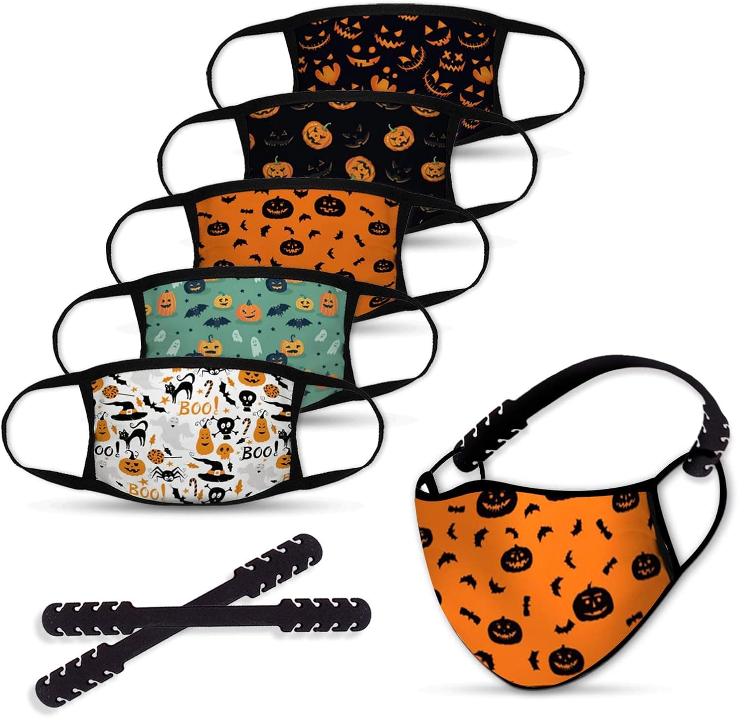 Kids Reusable Face Mask, 5pcs Face Mask with 2 Mask Extender Strap
