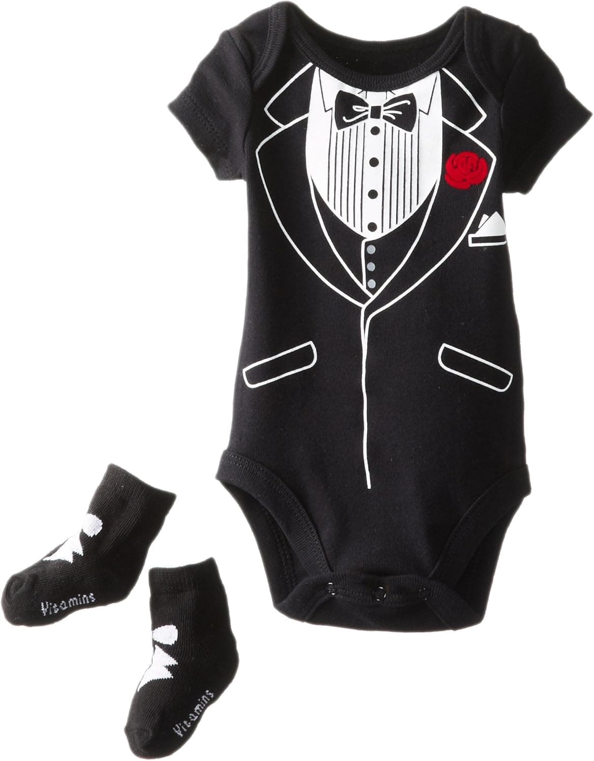 Vitamins Baby Baby-Boys Newborn Tuxedo 2 Pack Bodysuit Set