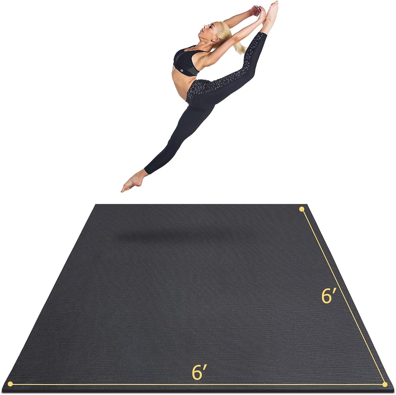 GXMMAT Large Yoga Mat 6'x6'x7mm, Thick Workout Mats for Home Gym Flooring, Extra Wide and Thick, Non-Slip Quick Resilient Barefoot Exercise Mat, Ultra Comfortable Cardio Mat for Pilates, Stretching