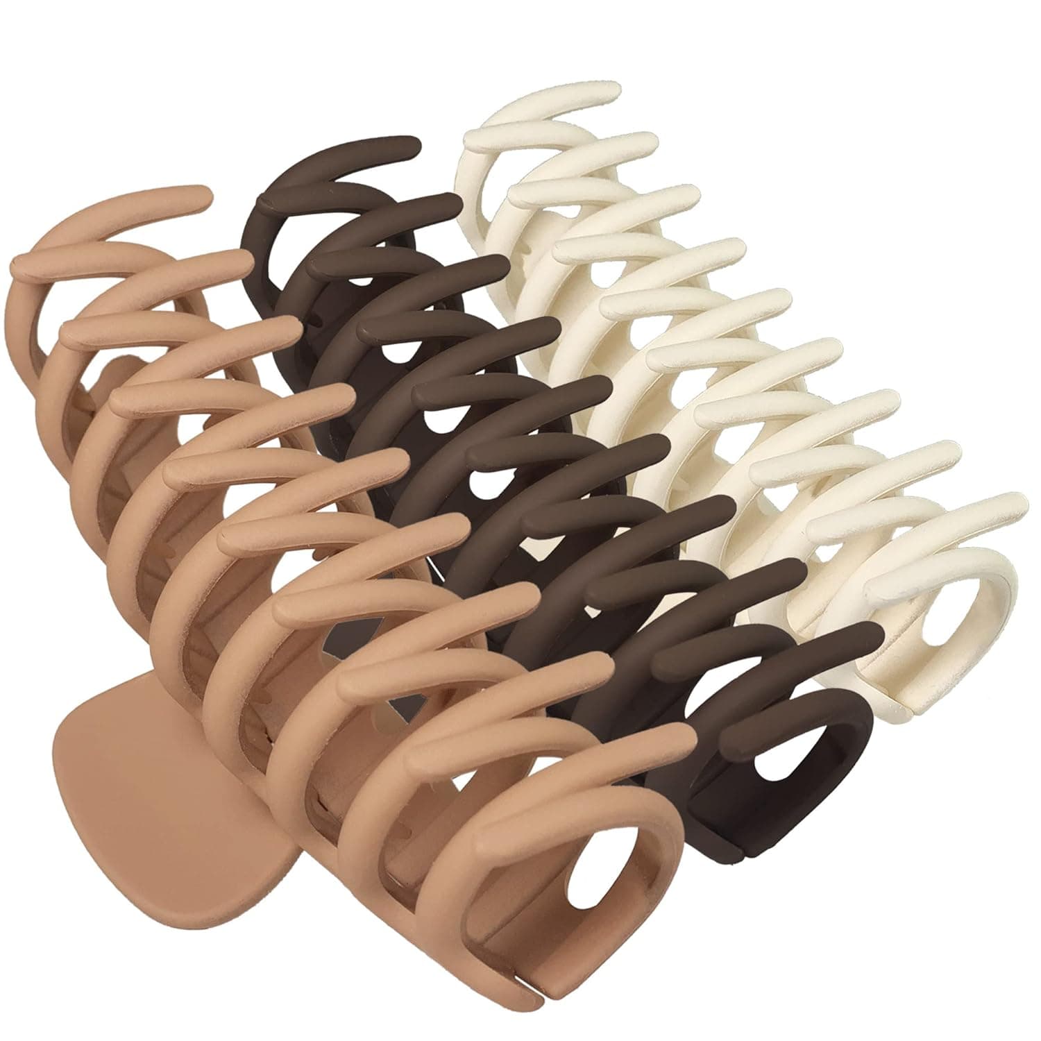 OWIIZI Big Hair Claw Clips for Women Long Thick Hair 4.3" Nonslip Jumbo Hair Clips Strong Hold Hair Jaw Clips Large Hair Clamps Styling Accessories for Girls(3 Packs)