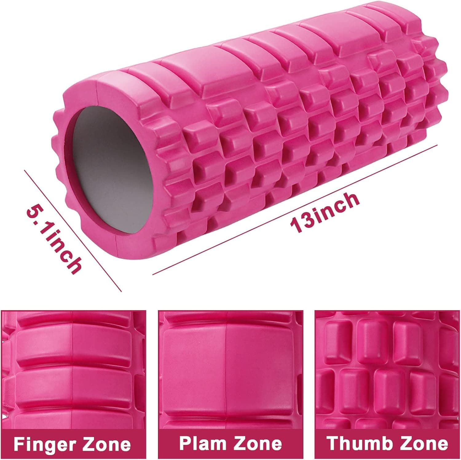 Foam Roller,IEKEODI Trigger Point Exercise Roller, Myofascial Release, Deep Tissue Trigger Muscles Roller Set for Pain Relief Massage,Exercise, Yoga,Pilates(Pink)
