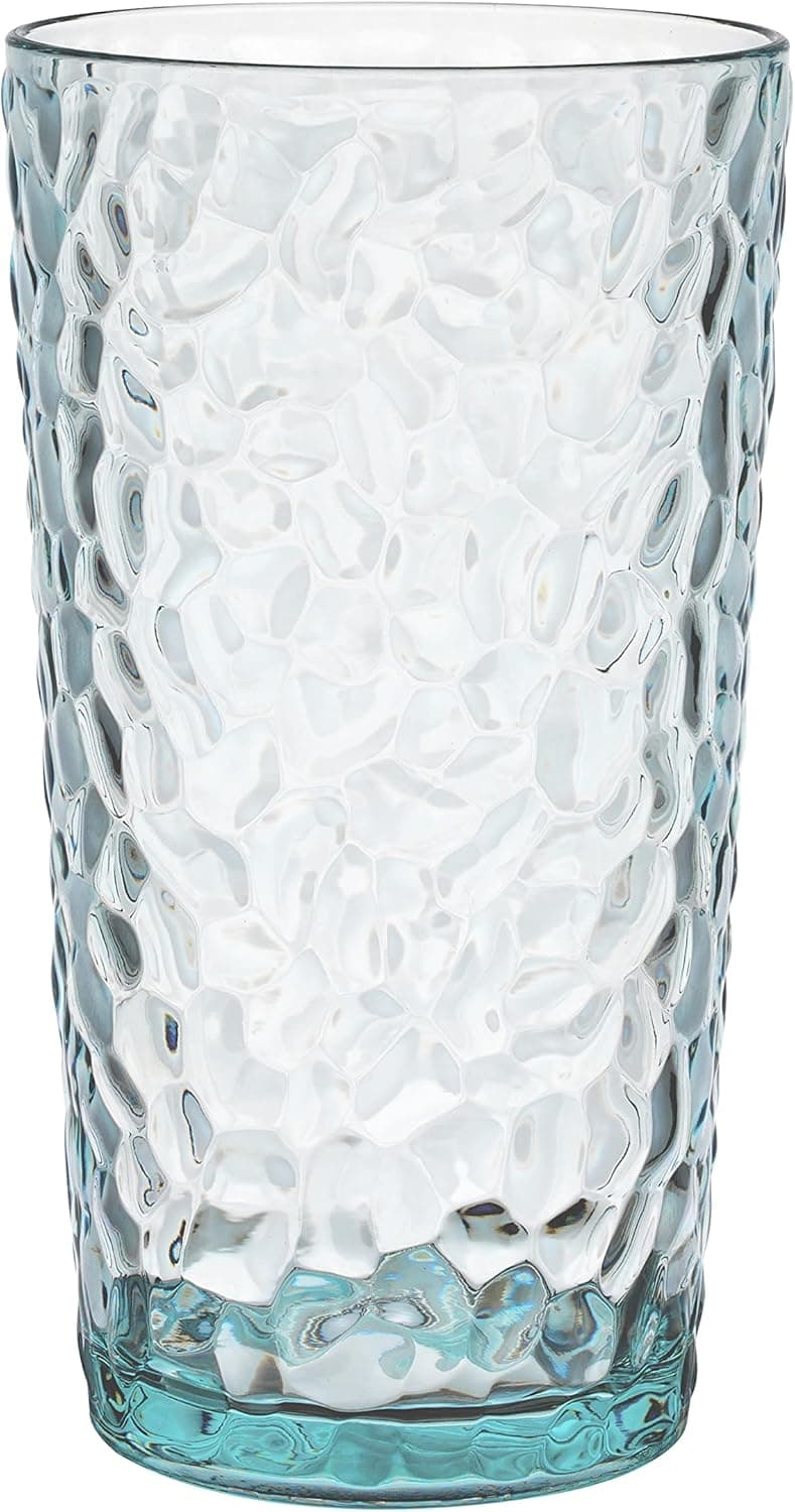 KLIFA-BOULDER Series, 19 oz, Set of 6, Acrylic Drinking Highball Glasses, Stackable, Dishwasher Safe, Teal