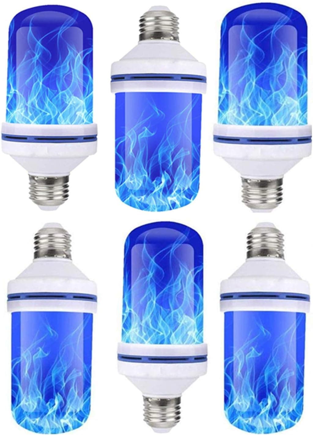 TDRFORCE 4 Modes LED Blue Flame Effect Light Bulb with Gravity Sensor, E26 Base for Indoor/Outdoor/Hotel/Bar/Party Christmas Decor(6Pack)