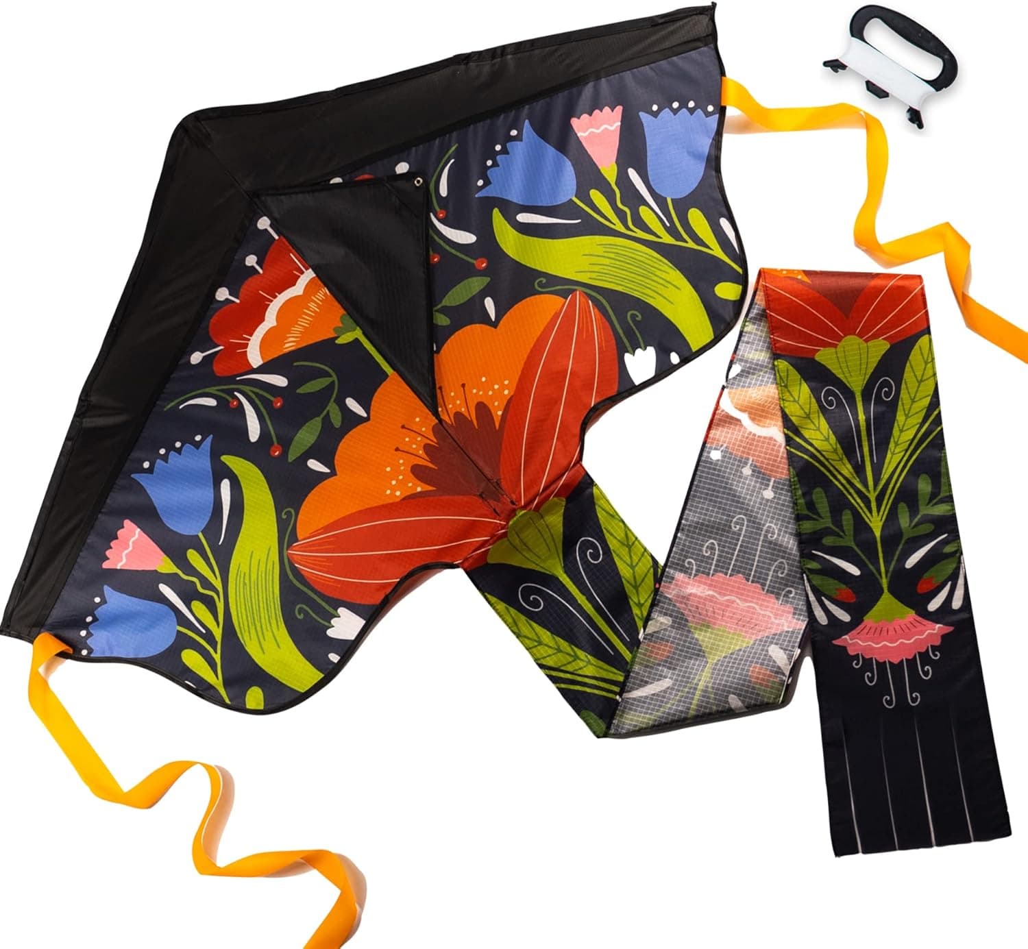 Delta Kite for Kids and Adults. Easy to Fly. Great for Children at Beach or Park. Outdoor Toy. Fun Family Activities for Boys and Girls (Floral)