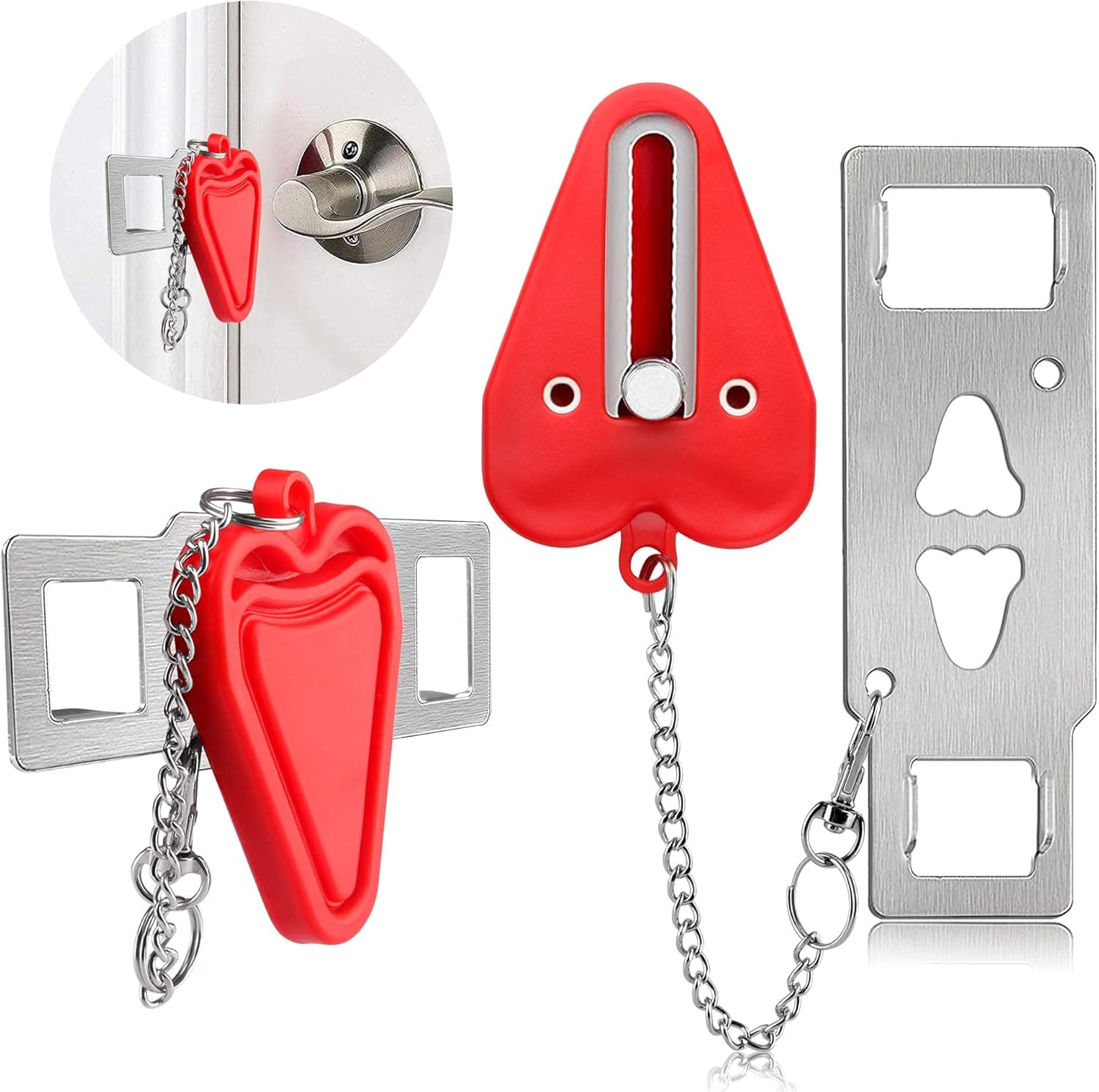 Junshqim 2 Pack Portable Door Lock, Travel Hotel Door Lock Increase Safety, Portable Lock for Door are More Sturdy, Apartment Security Door Locks Easy to Use, Makes You Feel Peace of Mind Safer