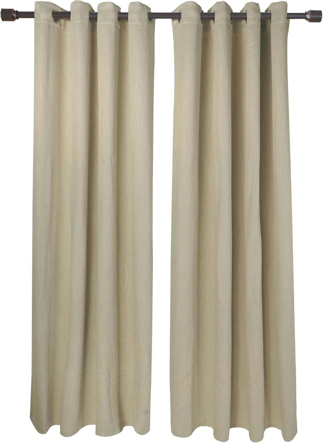 FY-LIVING Microfiber Wave Pattern Woven Blackout Curtains with Grommets, Two Panels, 52" x 84", Beige